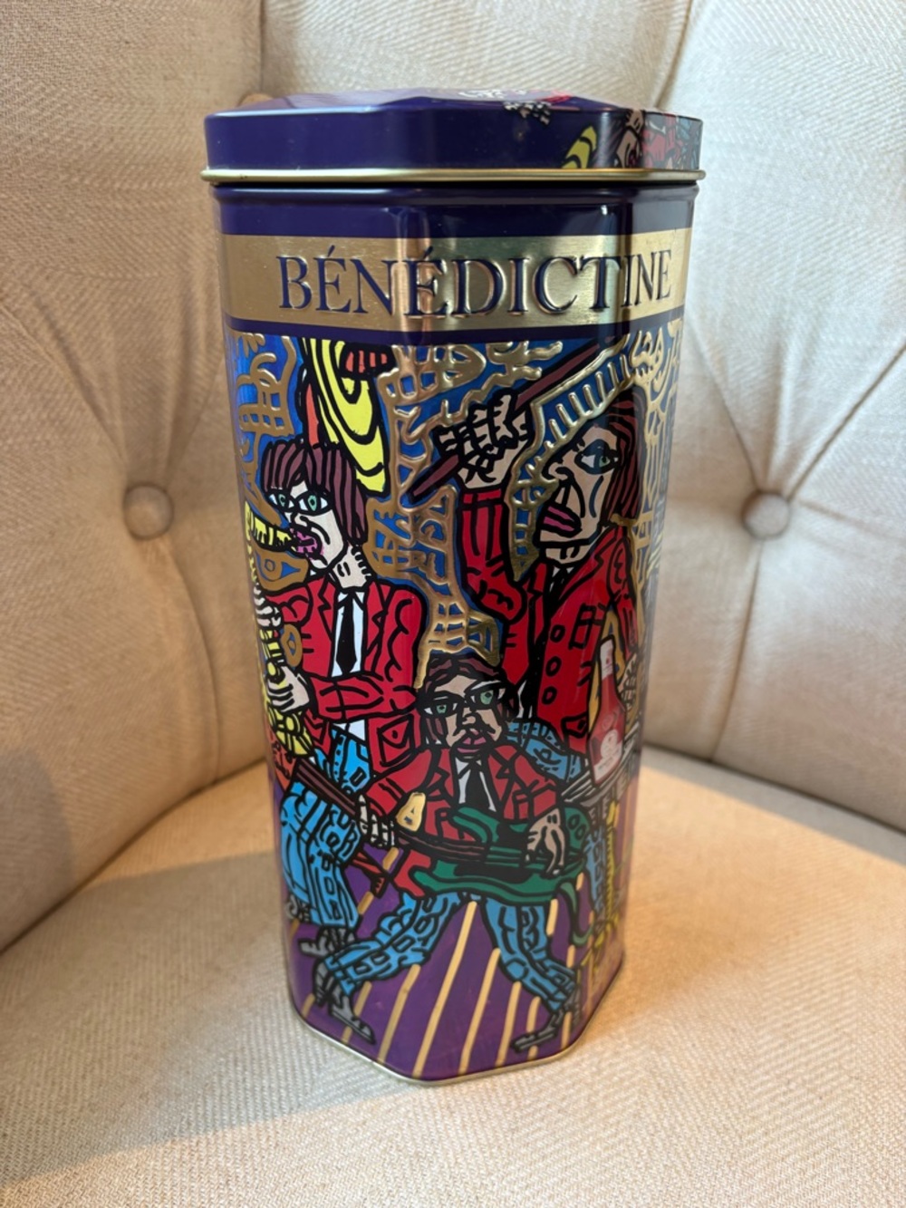 Rare Bénédictine French Tin Canister Robert Combas Collection No.12 Storage Box